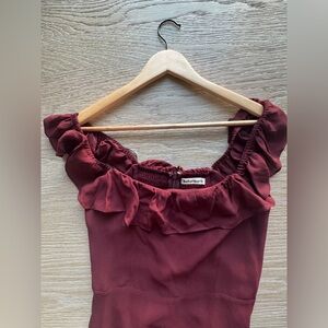 Reformation Deep Red Ruffle Dress